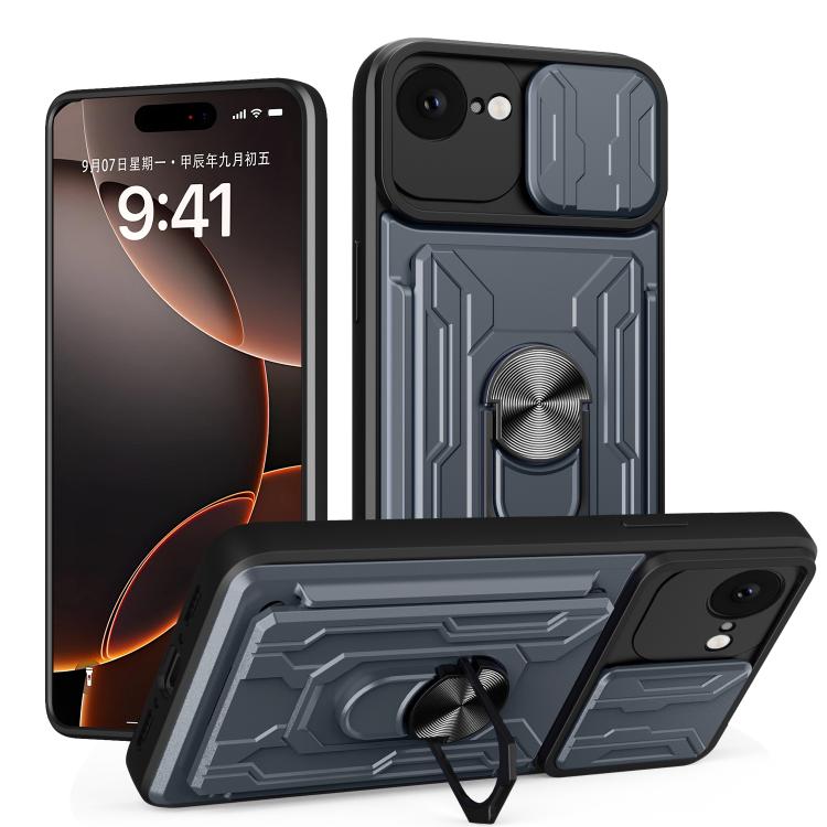 Sliding Camshield TPU+PC Phone Case with Card Slot