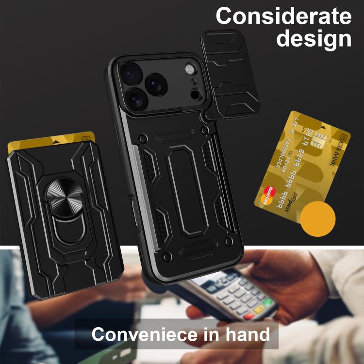 Sliding Camshield TPU+PC Phone Case with Card Slot
