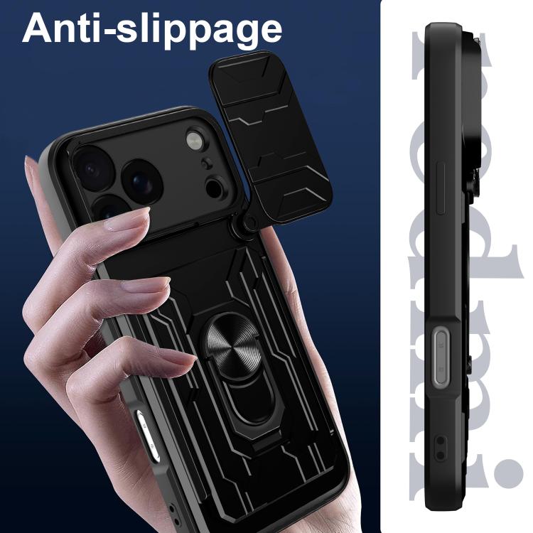 Sliding Camshield TPU+PC Phone Case with Card Slot