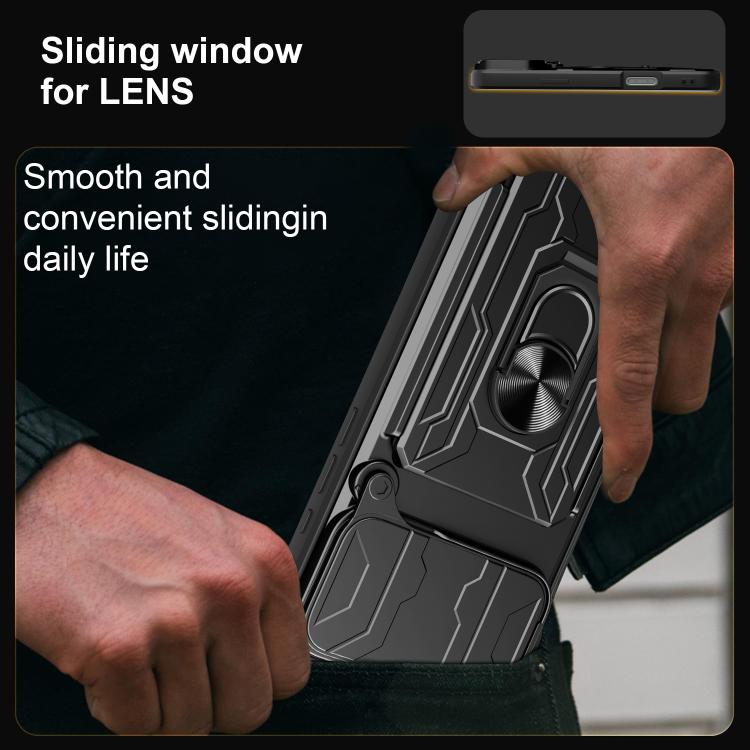 Sliding Camshield TPU+PC Phone Case with Card Slot