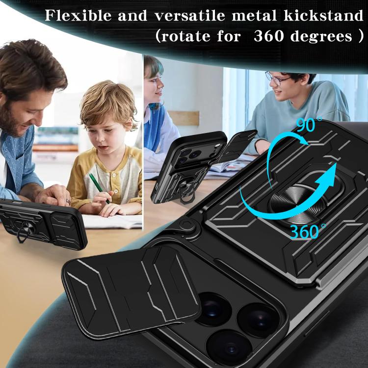 Sliding Camshield TPU+PC Phone Case with Card Slot