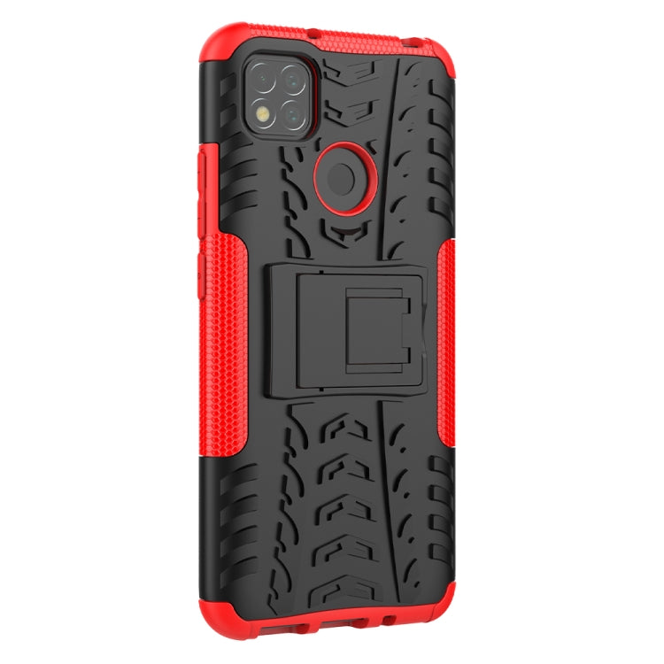 Tire Texture Shockproof TPU + PC Protective Case with Holder, For Xiaomi Redmi 9C, For OPPO Realme C15