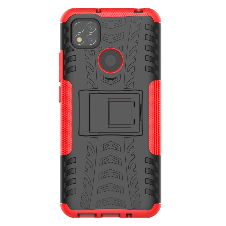 Tire Texture Shockproof TPU + PC Protective Case with Holder, For Xiaomi Redmi 9C, For OPPO Realme C15