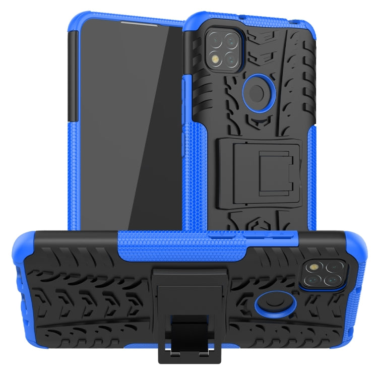 Tire Texture Shockproof TPU + PC Protective Case with Holder, For Xiaomi Redmi 9C, For OPPO Realme C15