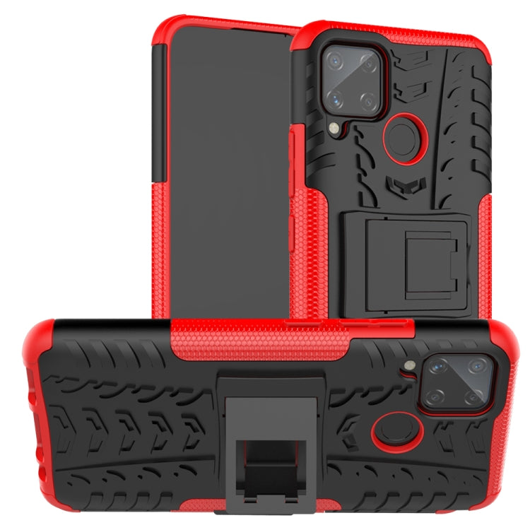 Tire Texture Shockproof TPU + PC Protective Case with Holder, For Xiaomi Redmi 9C, For OPPO Realme C15