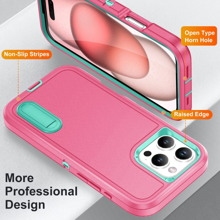 Rugged PC + Silicone Phone Case with Holder, For iPhone 16 Pro, For iPhone 16 Plus