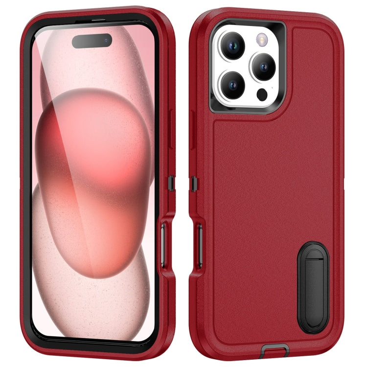 Rugged PC + Silicone Phone Case with Holder, For iPhone 16 Pro, For iPhone 16 Plus