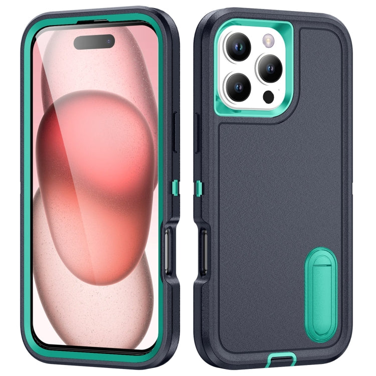 Rugged PC + Silicone Phone Case with Holder, For iPhone 16 Pro, For iPhone 16 Plus