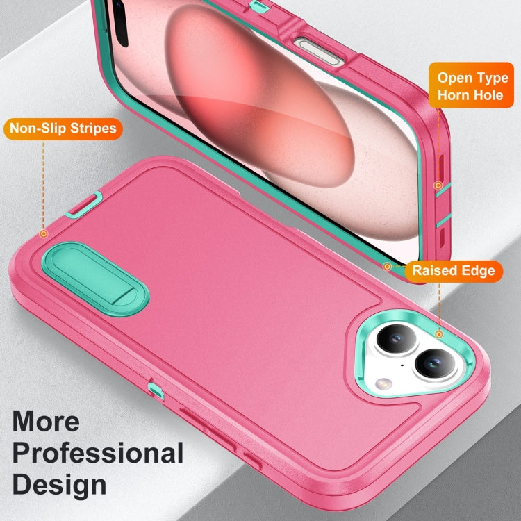 Rugged PC + Silicone Phone Case with Holder, For iPhone 16