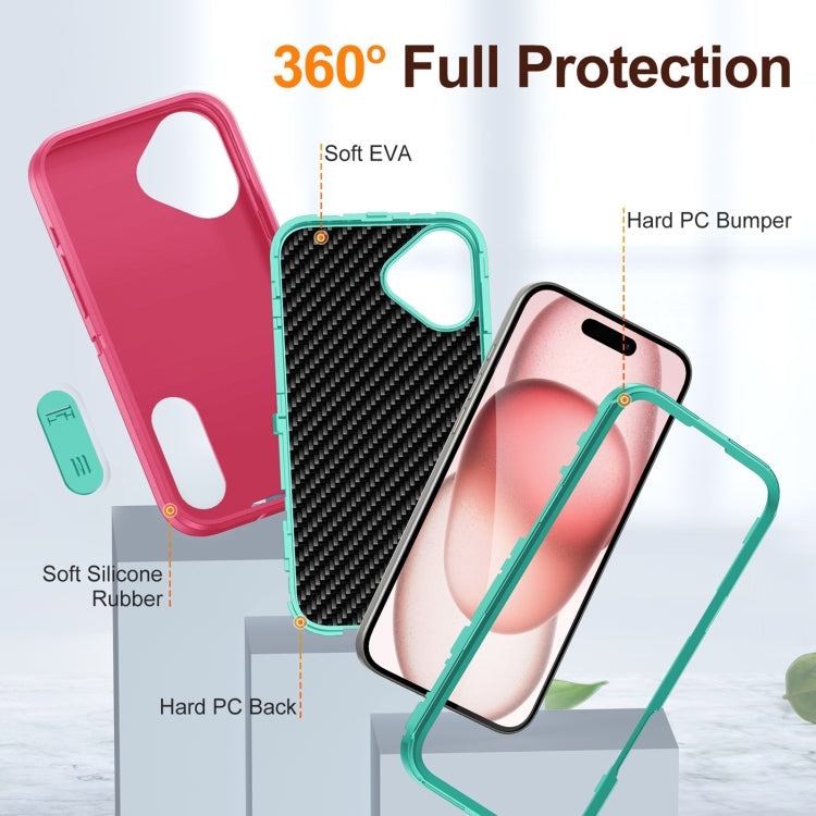 Rugged PC + Silicone Phone Case with Holder, For iPhone 16