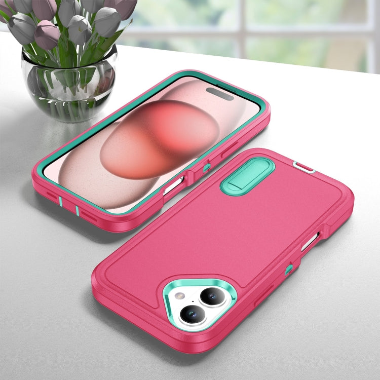 Rugged PC + Silicone Phone Case with Holder, For iPhone 16