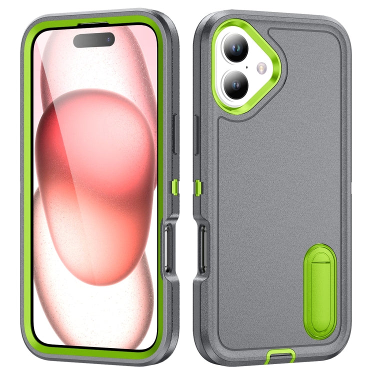 Rugged PC + Silicone Phone Case with Holder, For iPhone 16