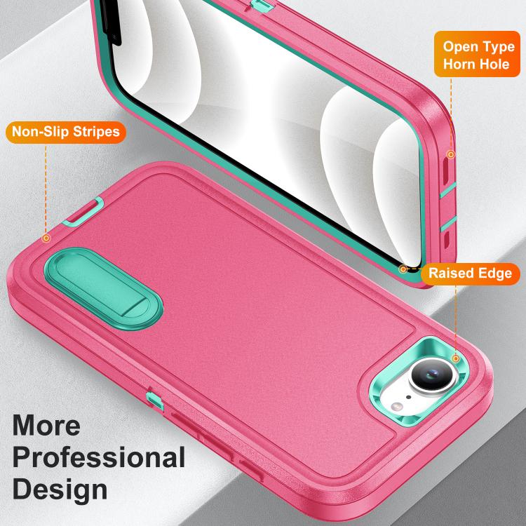 Rugged PC + Silicone Phone Case with Holder, For iPhone 16e, For iPhone 16 Pro Max