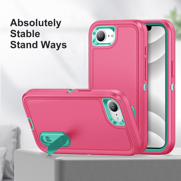 Rugged PC + Silicone Phone Case with Holder, For iPhone 16e, For iPhone 16 Pro Max