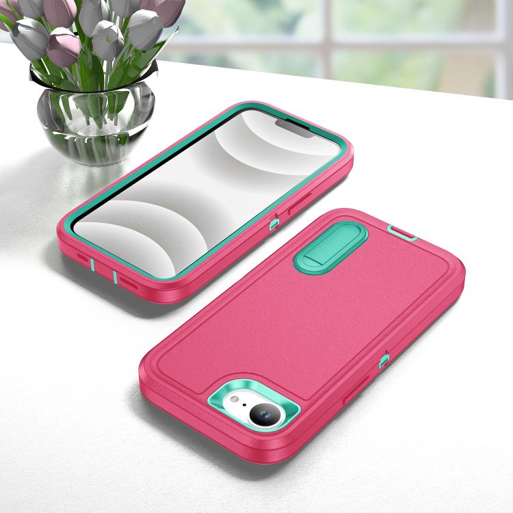 Rugged PC + Silicone Phone Case with Holder, For iPhone 16e, For iPhone 16 Pro Max