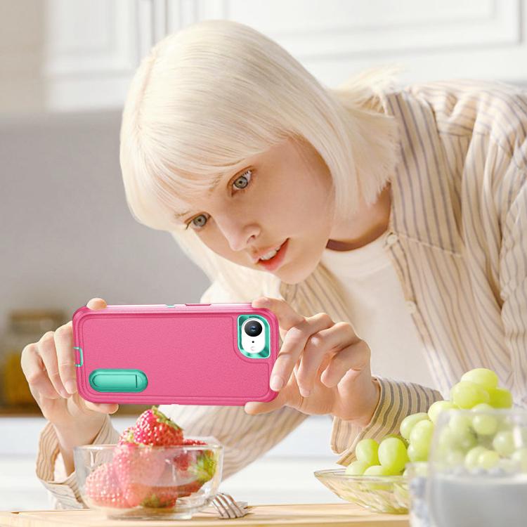 Rugged PC + Silicone Phone Case with Holder, For iPhone 16e, For iPhone 16 Pro Max