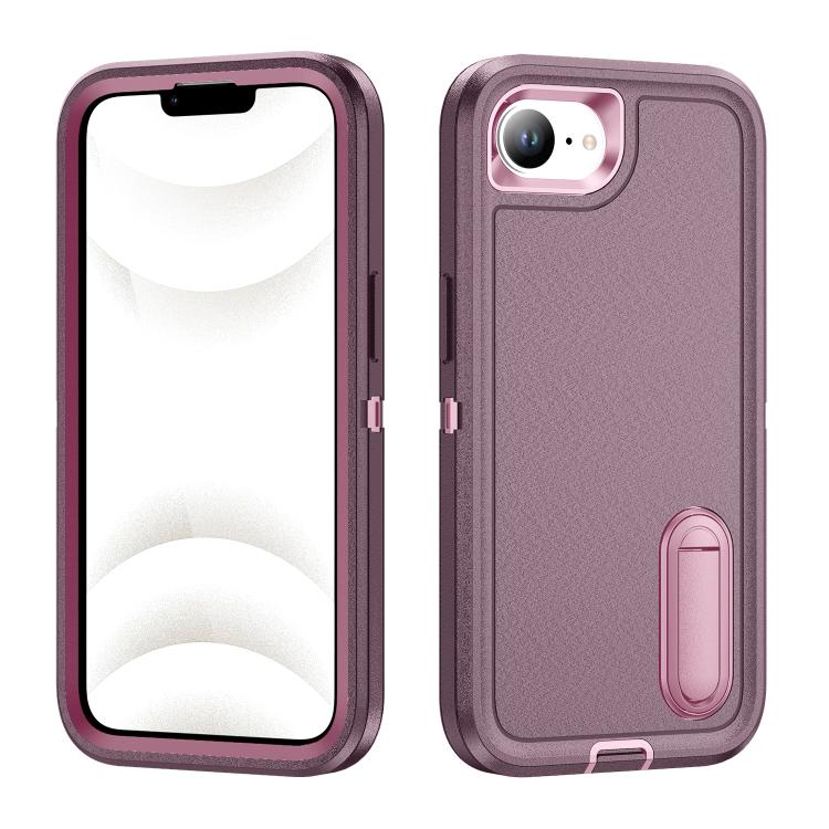 Rugged PC + Silicone Phone Case with Holder, For iPhone 16e, For iPhone 16 Pro Max