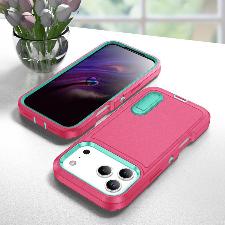 Rugged PC + Silicone Phone Case with Holder, For iPhone 17 Pro Max, For iPhone 17 Pro