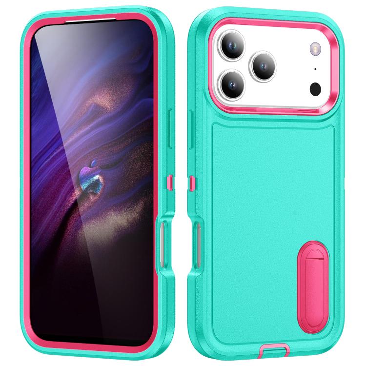 Rugged PC + Silicone Phone Case with Holder, For iPhone 17 Pro Max, For iPhone 17 Pro