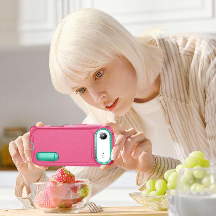 Rugged PC + Silicone Phone Case with Holder, For iPhone 16e, For iPhone 16 Pro Max