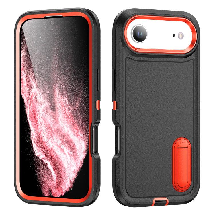 Rugged PC + Silicone Phone Case with Holder, For iPhone 16e, For iPhone 16 Pro Max