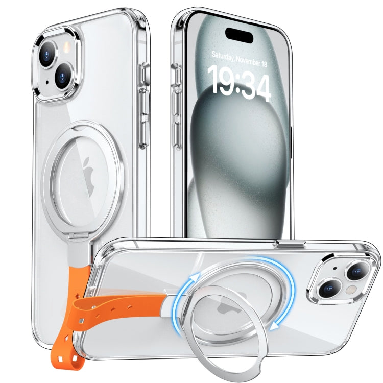 Holder Hand Strap MagSafe Transparent Phone Case, For iPhone 15 Plus, For iPhone 15, For iPhone 14, For iPhone 13