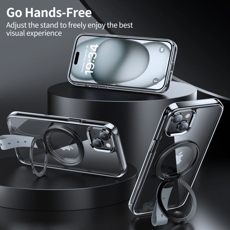 Holder Hand Strap MagSafe Transparent Phone Case, For iPhone 15 Plus, For iPhone 15, For iPhone 14, For iPhone 13