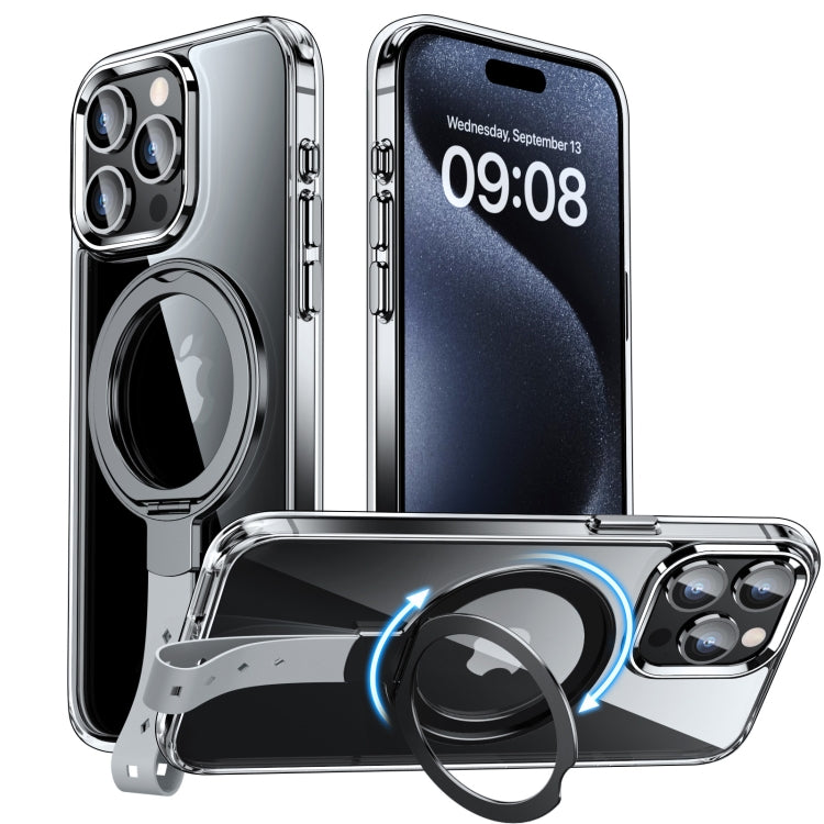 Holder Hand Strap MagSafe Transparent Phone Case, For iPhone 15 Pro Max, For iPhone 15 Pro