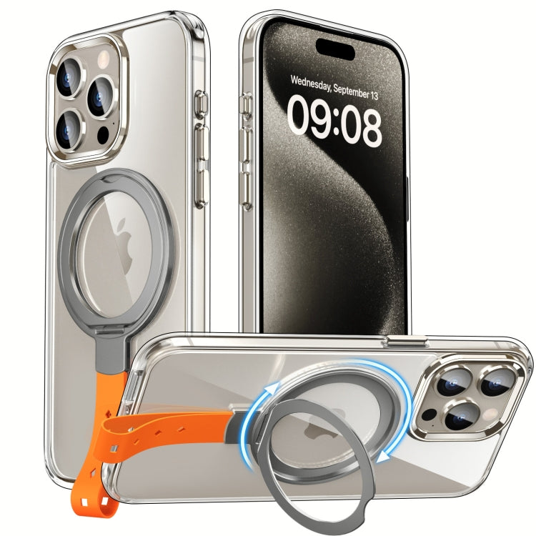 Holder Hand Strap MagSafe Transparent Phone Case, For iPhone 15 Pro Max, For iPhone 15 Pro