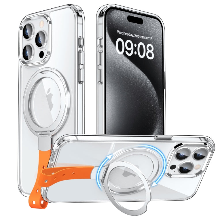 Holder Hand Strap MagSafe Transparent Phone Case, For iPhone 15 Pro Max, For iPhone 15 Pro