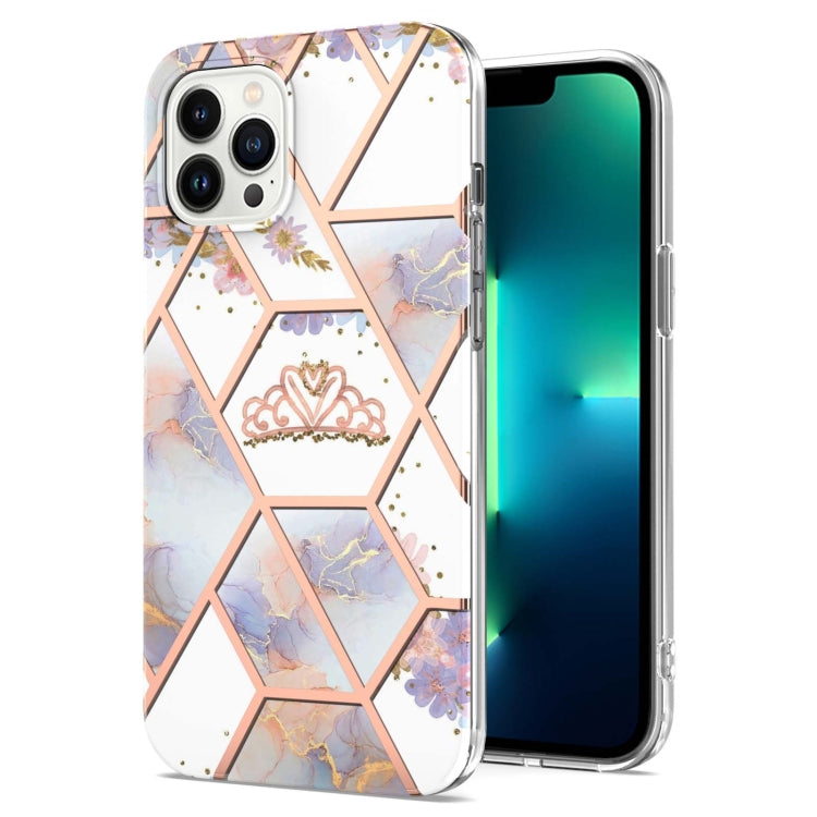 Splicing Marble Flower IMD TPU Phone Case, For iPhone 16 Pro Max, For iPhone 16 Pro, For iPhone 16 Plus, For iPhone 16