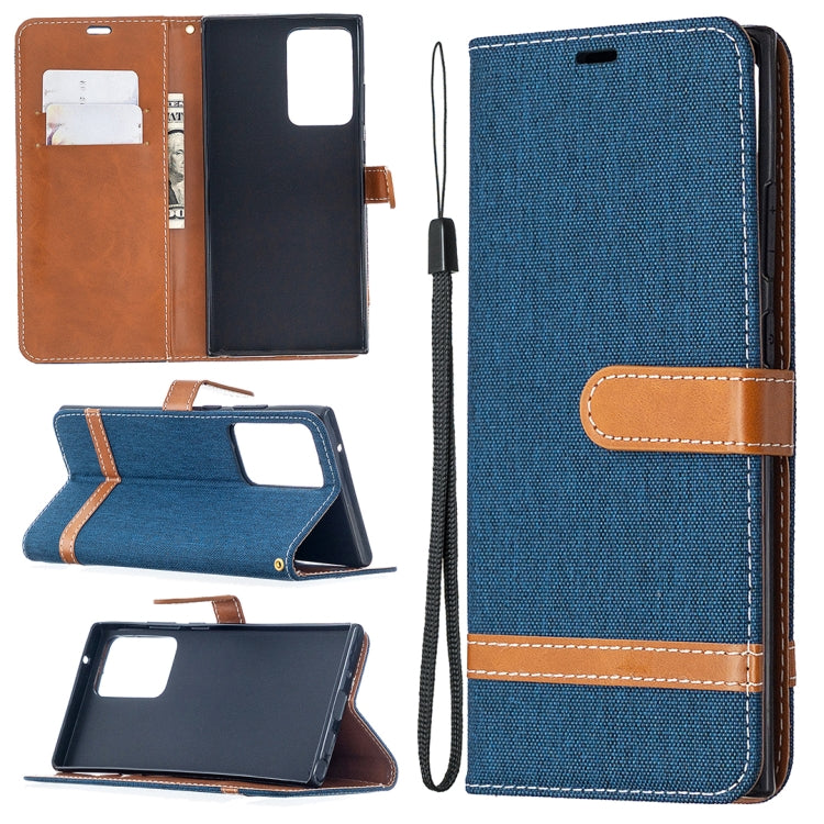 Color Matching Denim Texture Horizontal Flip Leather Case with Holder & Card Slots & Wallet & Lanyard, For Samsung Galaxy Note20 Ultra