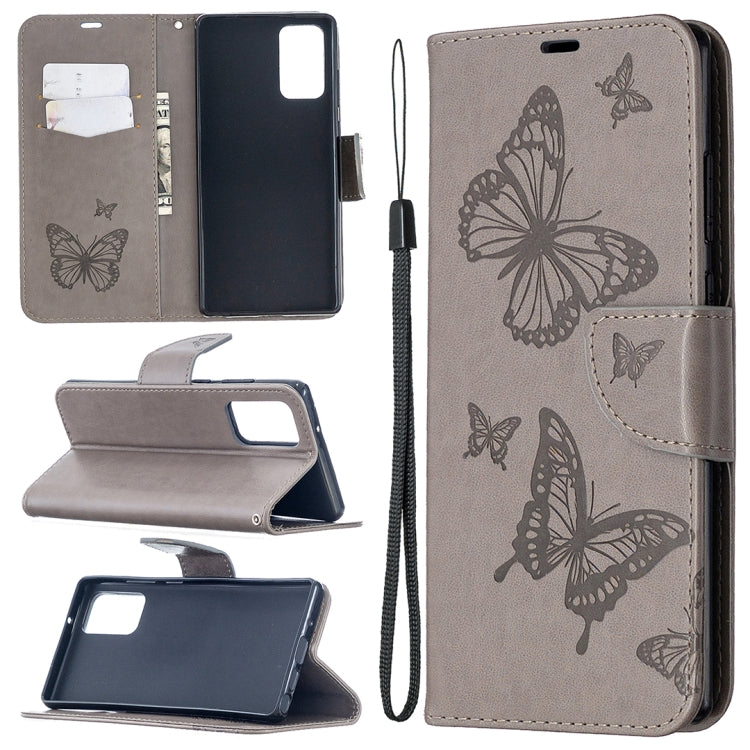 Embossing Two Butterflies Pattern Horizontal Flip PU Leather Case with Holder & Card Slot & Wallet & Lanyard, For iPhone 12 mini, For iPhone 12 / 12 Pro, For iPhone 12 Pro Max, For Samsung Galaxy Note20