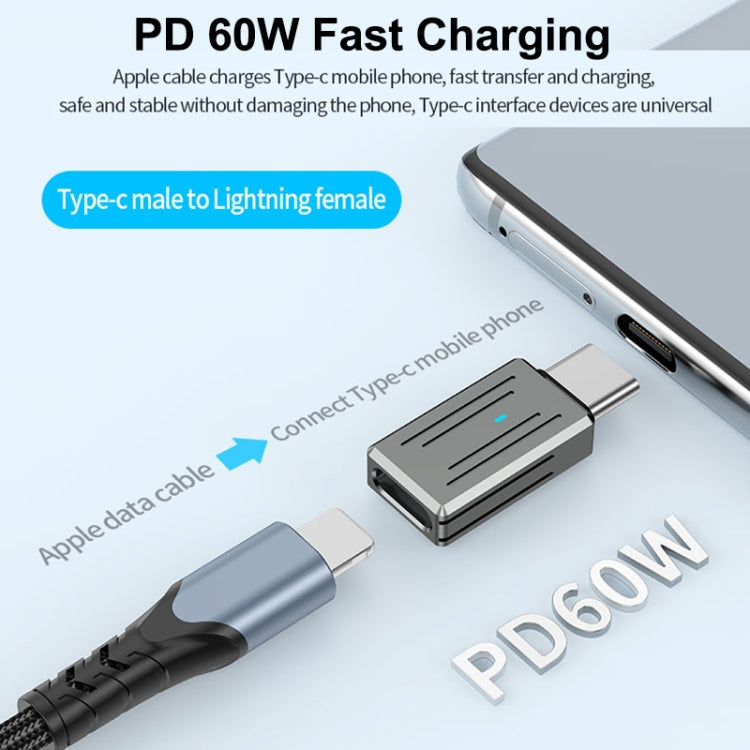 Zinc Alloy PD Adapter, Support Fast Charging / Data Transmission, USB-C / Type-C Male to 8 Pin Female, 8 Pin Male to USB-C / Type-C Female