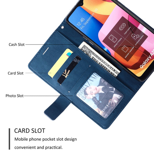 Galaxy A70s horizontal flip leather case showing interior card slot compartments