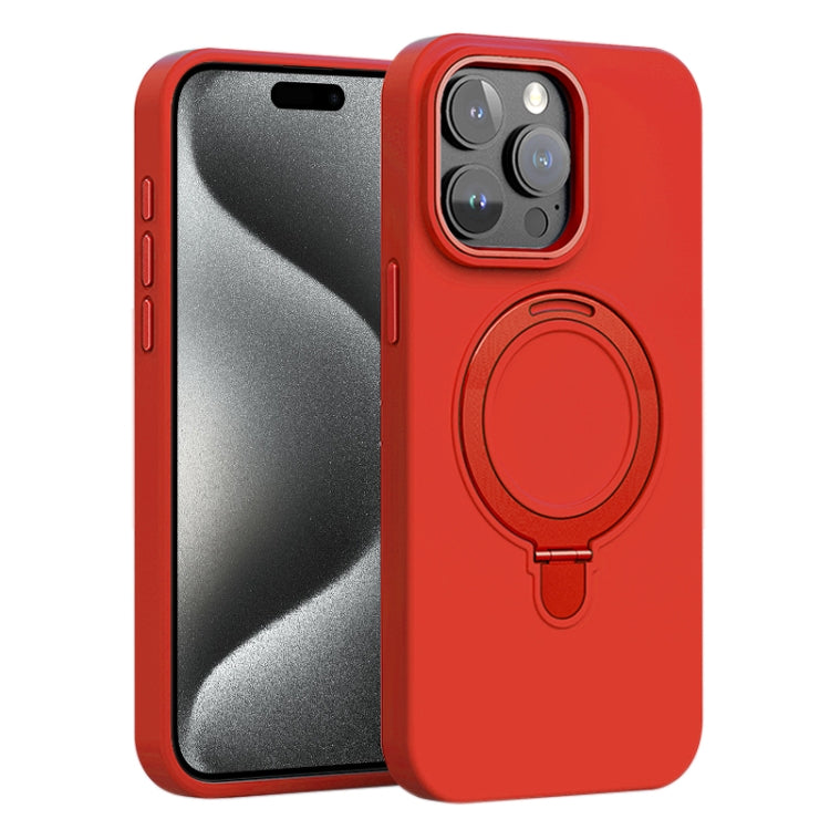 Liquid Silicone MagSafe Metal Ring Holder Phone Case, For iPhone 15 Pro Max, For iPhone 15 Pro, For iPhone 15 Plus