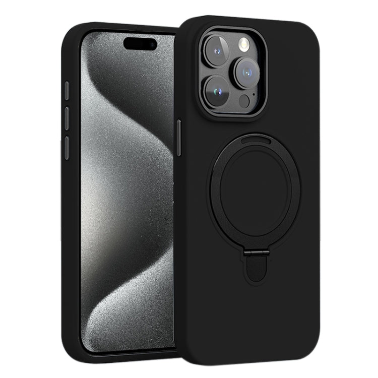 Liquid Silicone MagSafe Metal Ring Holder Phone Case, For iPhone 15 Pro Max, For iPhone 15 Pro, For iPhone 15 Plus