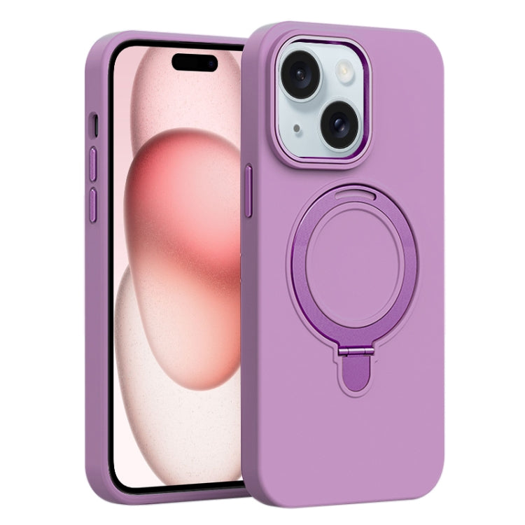 Liquid Silicone MagSafe Metal Ring Holder Phone Case, For iPhone 15 Pro Max, For iPhone 15 Pro, For iPhone 15 Plus