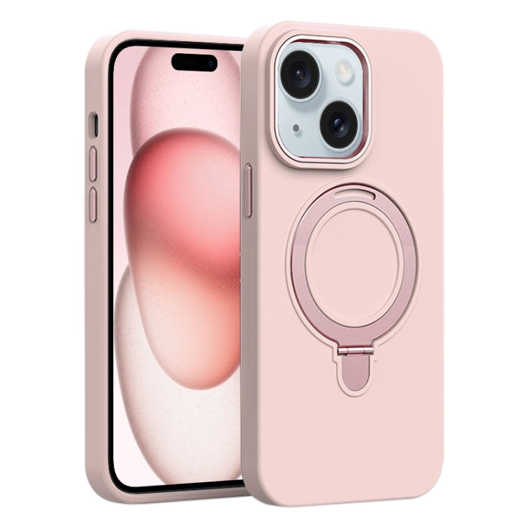 Liquid Silicone MagSafe Metal Ring Holder Phone Case, For iPhone 15 Pro Max, For iPhone 15 Pro, For iPhone 15 Plus