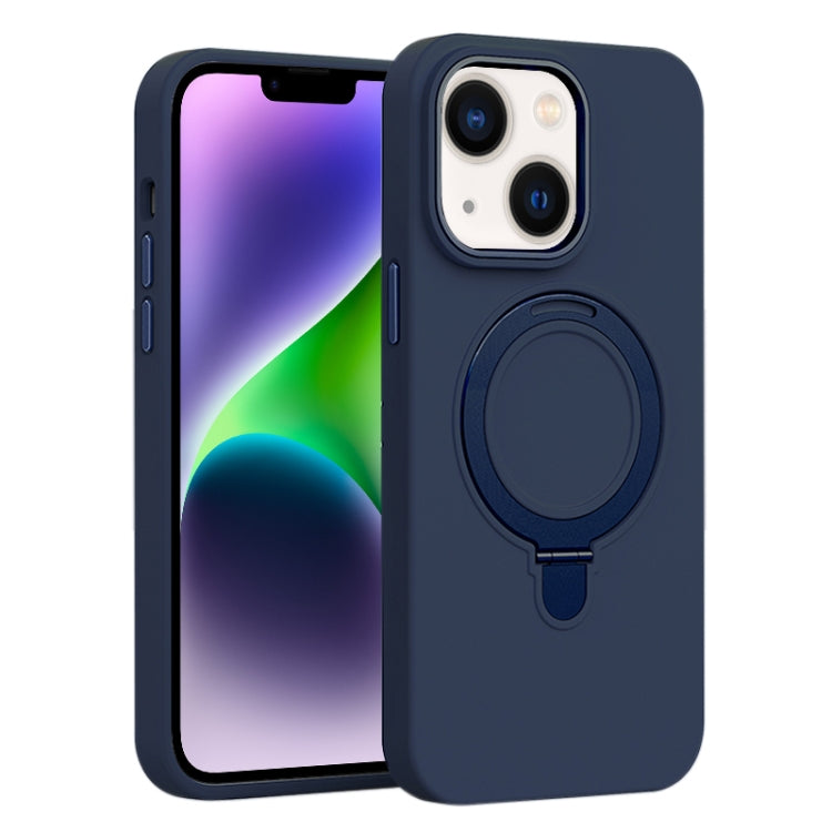 Liquid Silicone MagSafe Metal Ring Holder Phone Case, For iPhone 15, For iPhone 14 Plus, For iPhone 14