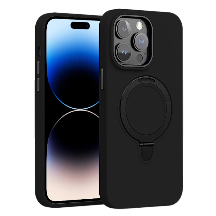 Liquid Silicone MagSafe Metal Ring Holder Phone Case, For iPhone 14 Pro, For iPhone 14 Pro Max, For iPhone 13 Pro Max