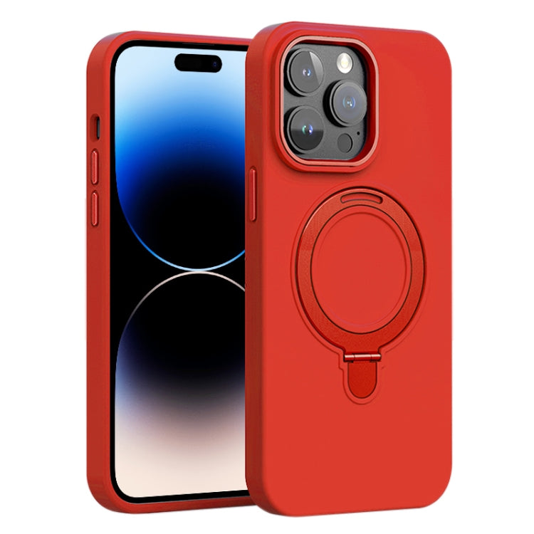 Liquid Silicone MagSafe Metal Ring Holder Phone Case, For iPhone 14 Pro, For iPhone 14 Pro Max, For iPhone 13 Pro Max
