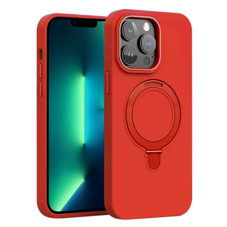 Liquid Silicone MagSafe Metal Ring Holder Phone Case, For iPhone 14 Pro, For iPhone 14 Pro Max, For iPhone 13 Pro Max