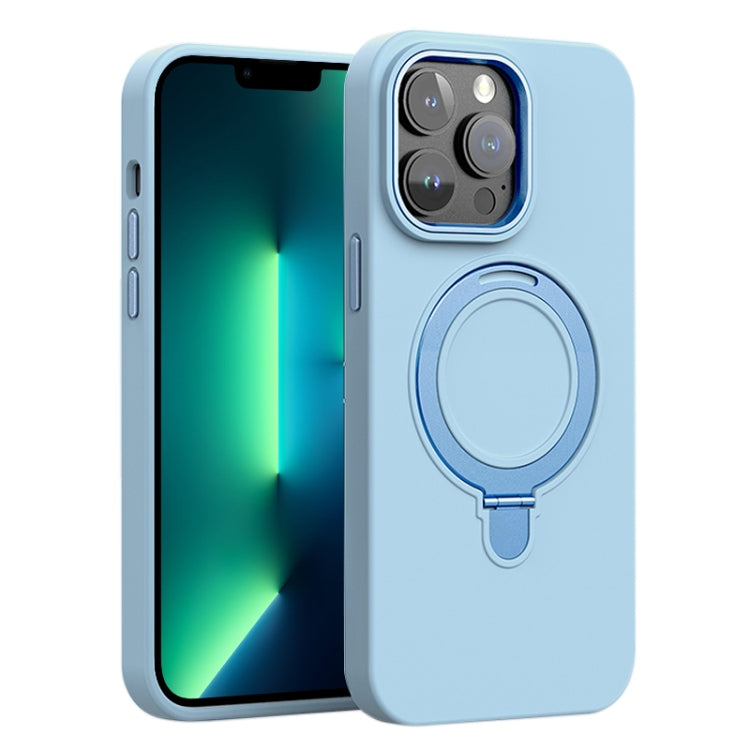 Liquid Silicone MagSafe Metal Ring Holder Phone Case, For iPhone 14 Pro, For iPhone 14 Pro Max, For iPhone 13 Pro Max