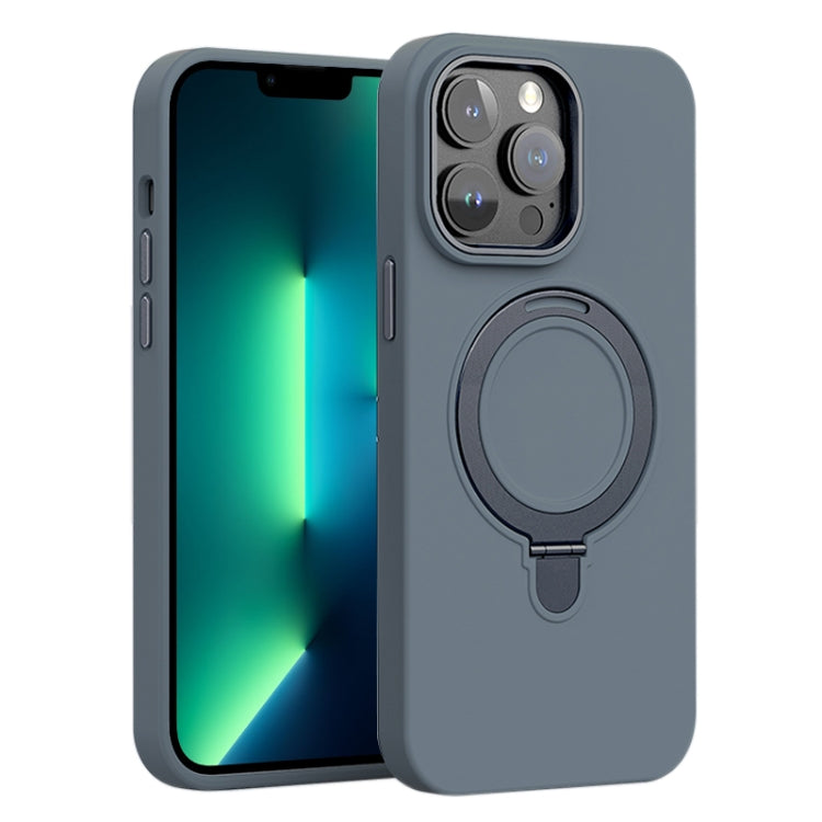 Liquid Silicone MagSafe Metal Ring Holder Phone Case, For iPhone 14 Pro, For iPhone 14 Pro Max, For iPhone 13 Pro Max