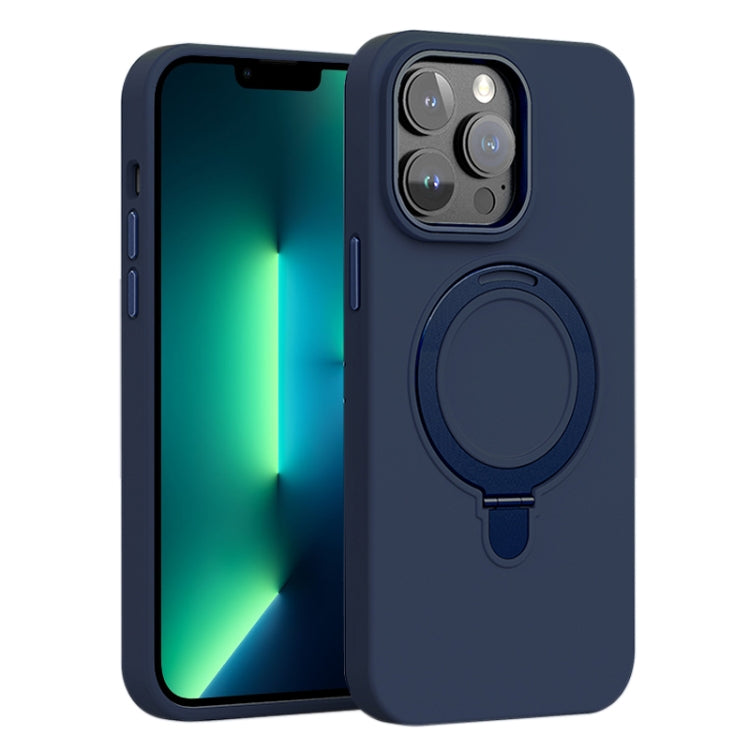 Liquid Silicone MagSafe Metal Ring Holder Phone Case, For iPhone 14 Pro, For iPhone 14 Pro Max, For iPhone 13 Pro Max