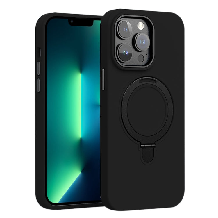 Liquid Silicone MagSafe Metal Ring Holder Phone Case, For iPhone 14 Pro, For iPhone 14 Pro Max, For iPhone 13 Pro Max