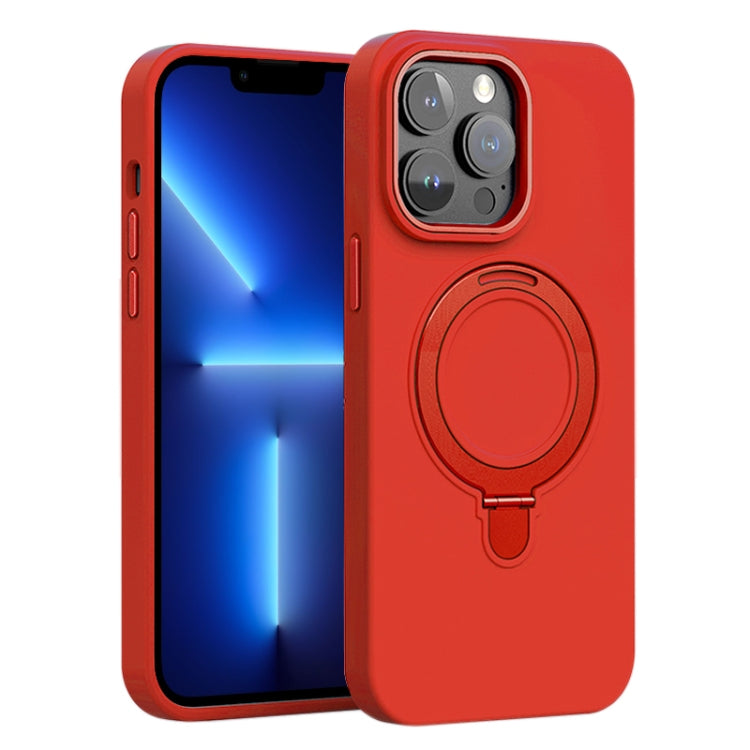 Liquid Silicone MagSafe Metal Ring Holder Phone Case, For iPhone 13 Pro, For iPhone 13, For iPhone 12