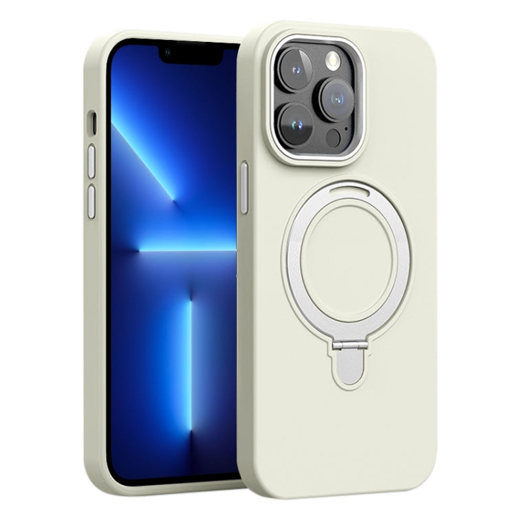 Liquid Silicone MagSafe Metal Ring Holder Phone Case, For iPhone 13 Pro, For iPhone 13, For iPhone 12