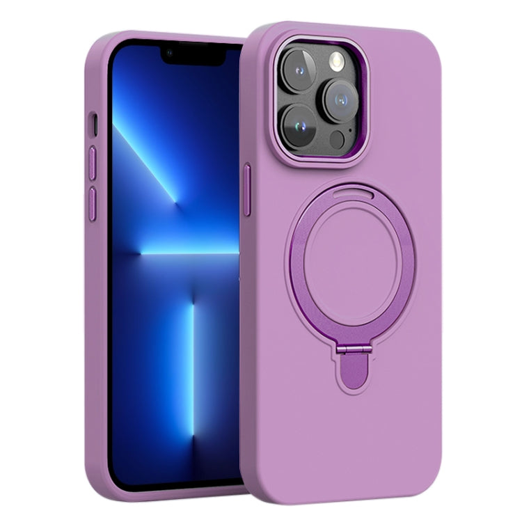 Liquid Silicone MagSafe Metal Ring Holder Phone Case, For iPhone 13 Pro, For iPhone 13, For iPhone 12